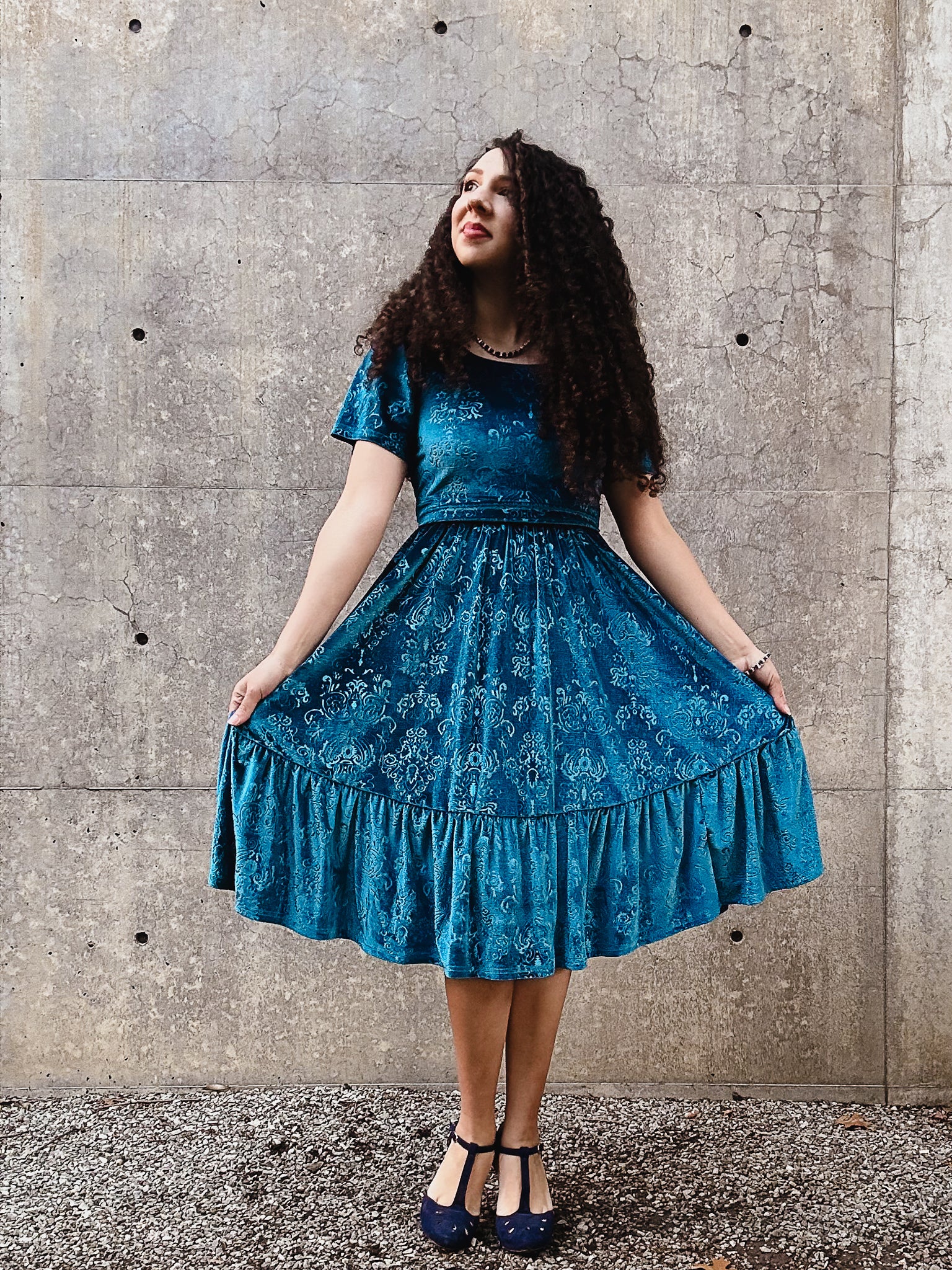 midi cute dress Cute Blue Stripe Tiered Midi Dress | Trendy Women's Dresses