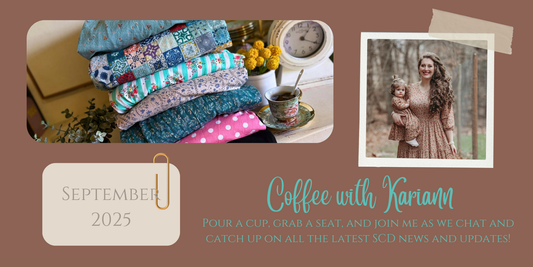 Photo collage of business owner, Kariann, and a stack of the dresses in the last drop.