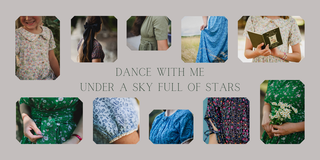 Photo collage of the prints in the Summer Soiree Dress Collection Part One.