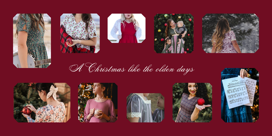 Photo collage of dresses in the Heirloom Christmas Collection.
