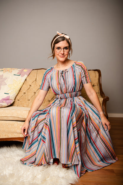 Painterly Pinstripes ~ Folklore Dress