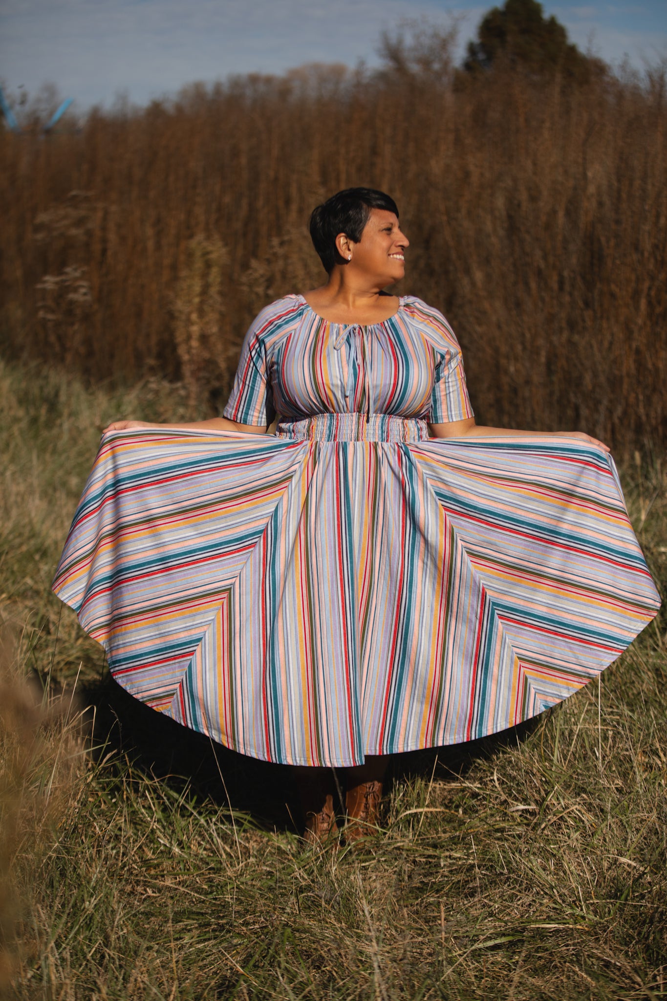 Painterly Pinstripes ~ Folklore Dress