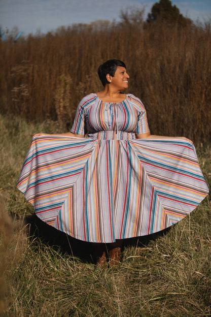 Painterly Pinstripes ~ Folklore Dress