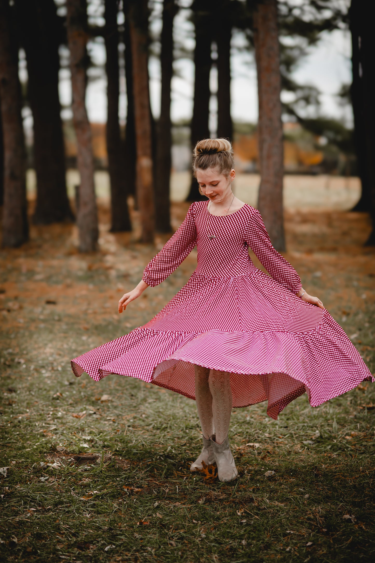 Cranberry Gingham ~ Novella Dress