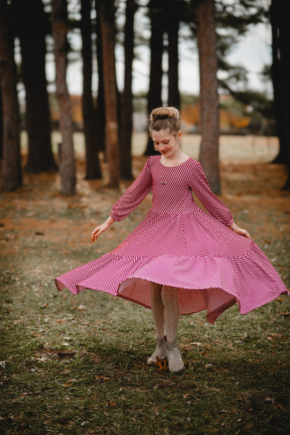 Cranberry Gingham ~ Novella Dress