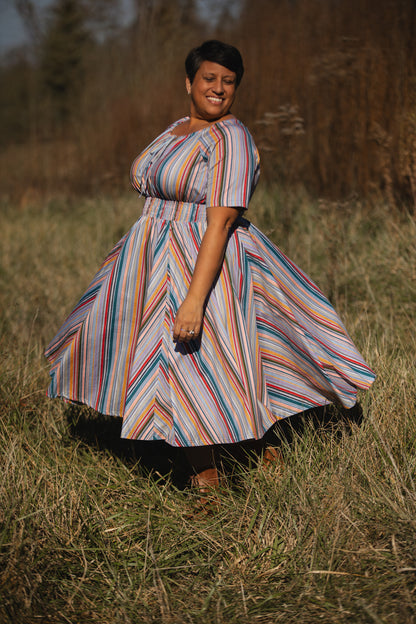 Painterly Pinstripes ~ Folklore Dress