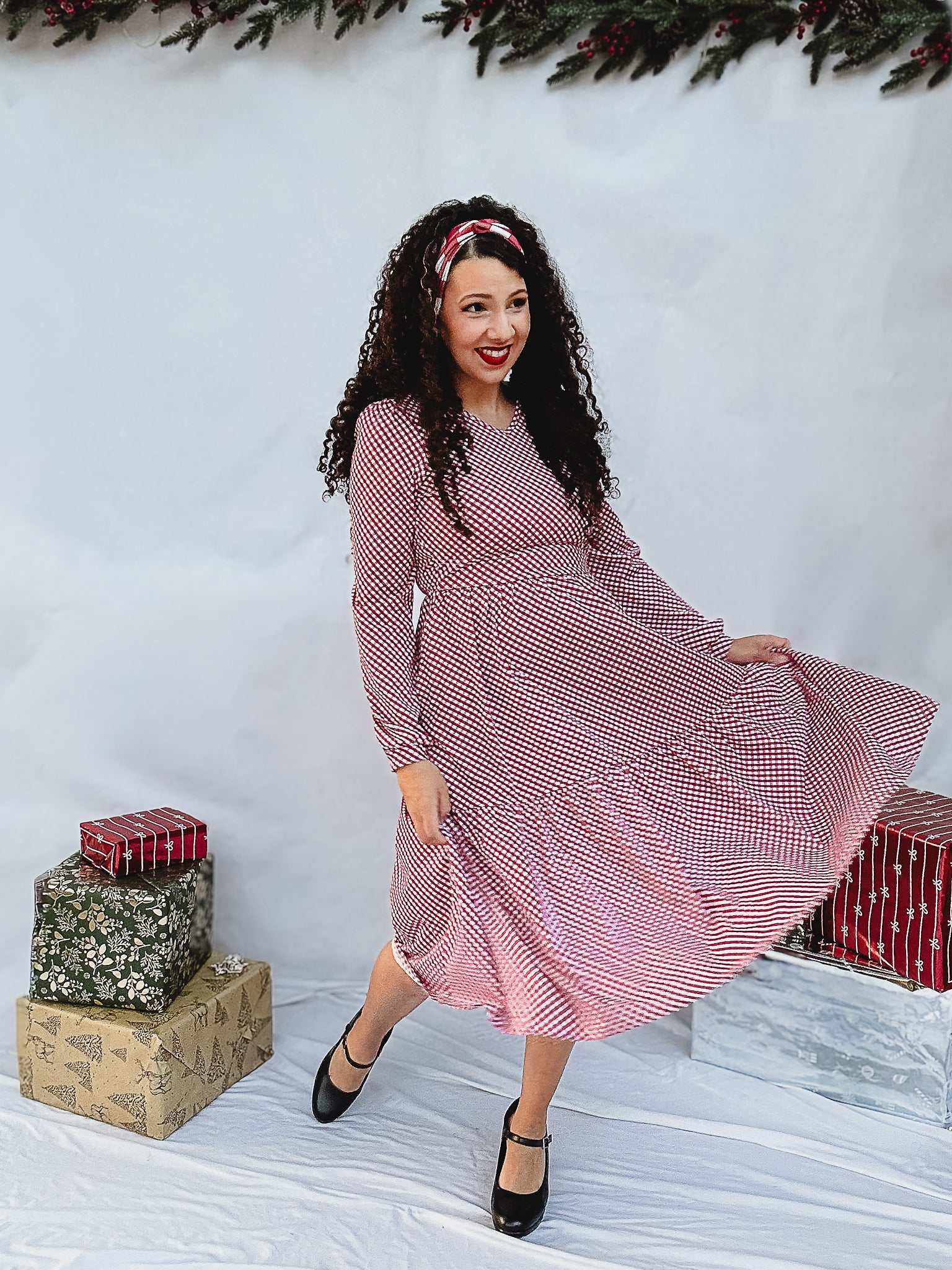 knee length dresses for ladies Natural Life Christa Cotton Midi Dress in Cranberry Brown Floral Small main image 0