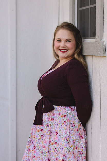 woman wearing a modest nursing floral dress