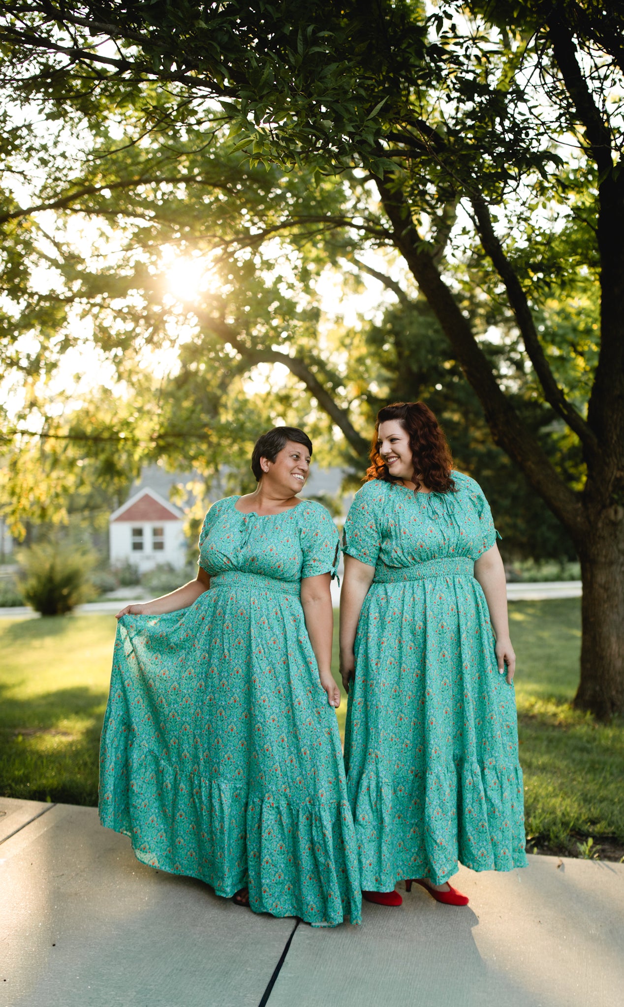 women wearing modest nursing green dresses