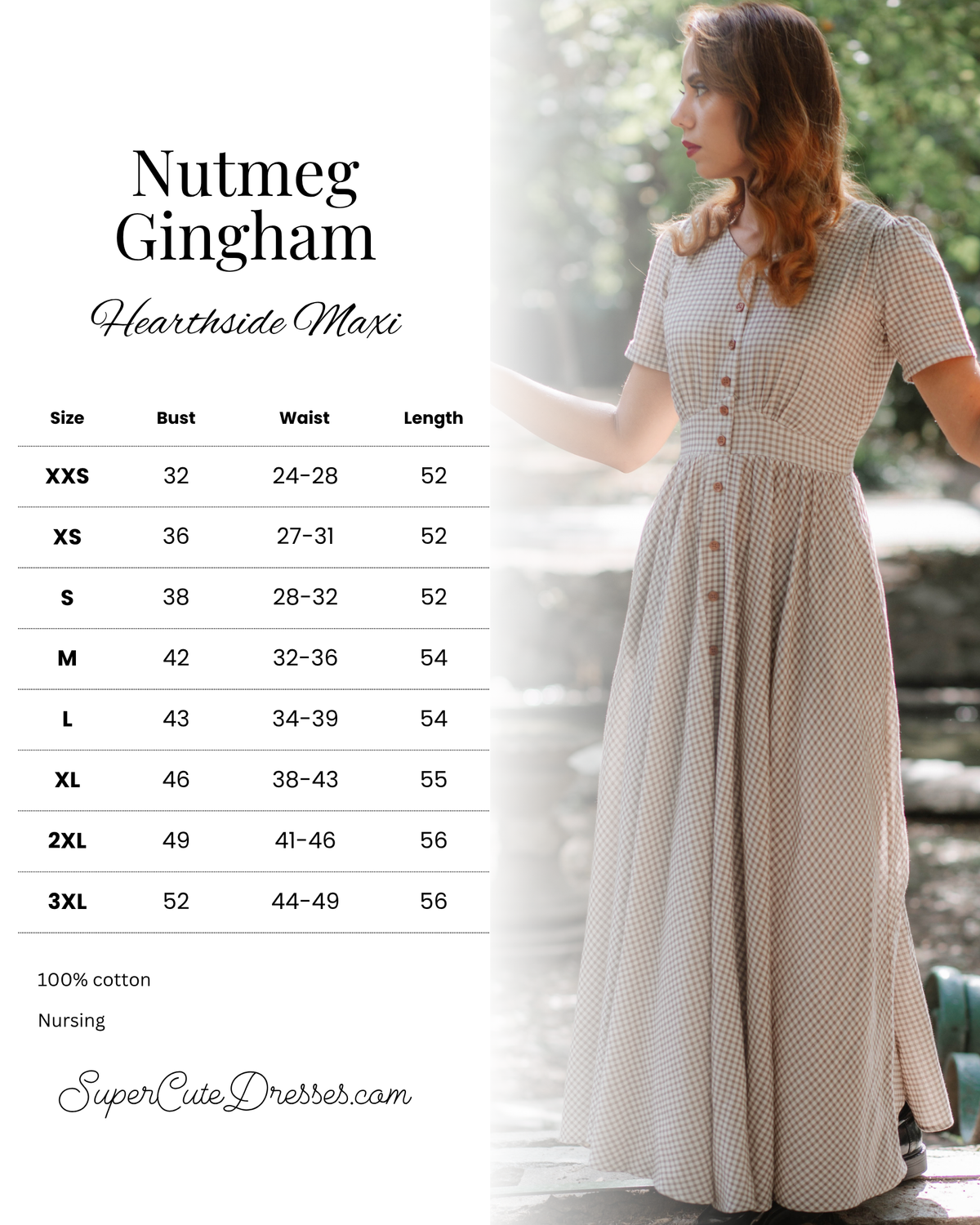 Nutmeg Gingham ~ Hearthside Maxi