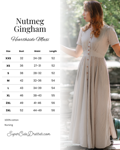 Nutmeg Gingham ~ Hearthside Maxi