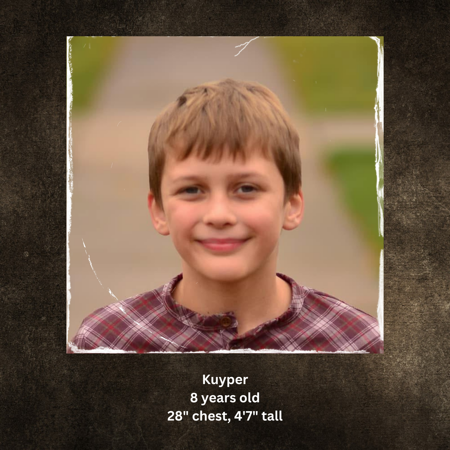 Child in plaid shirt outdoors
