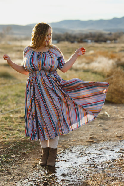 Painterly Pinstripes ~ Folklore Dress