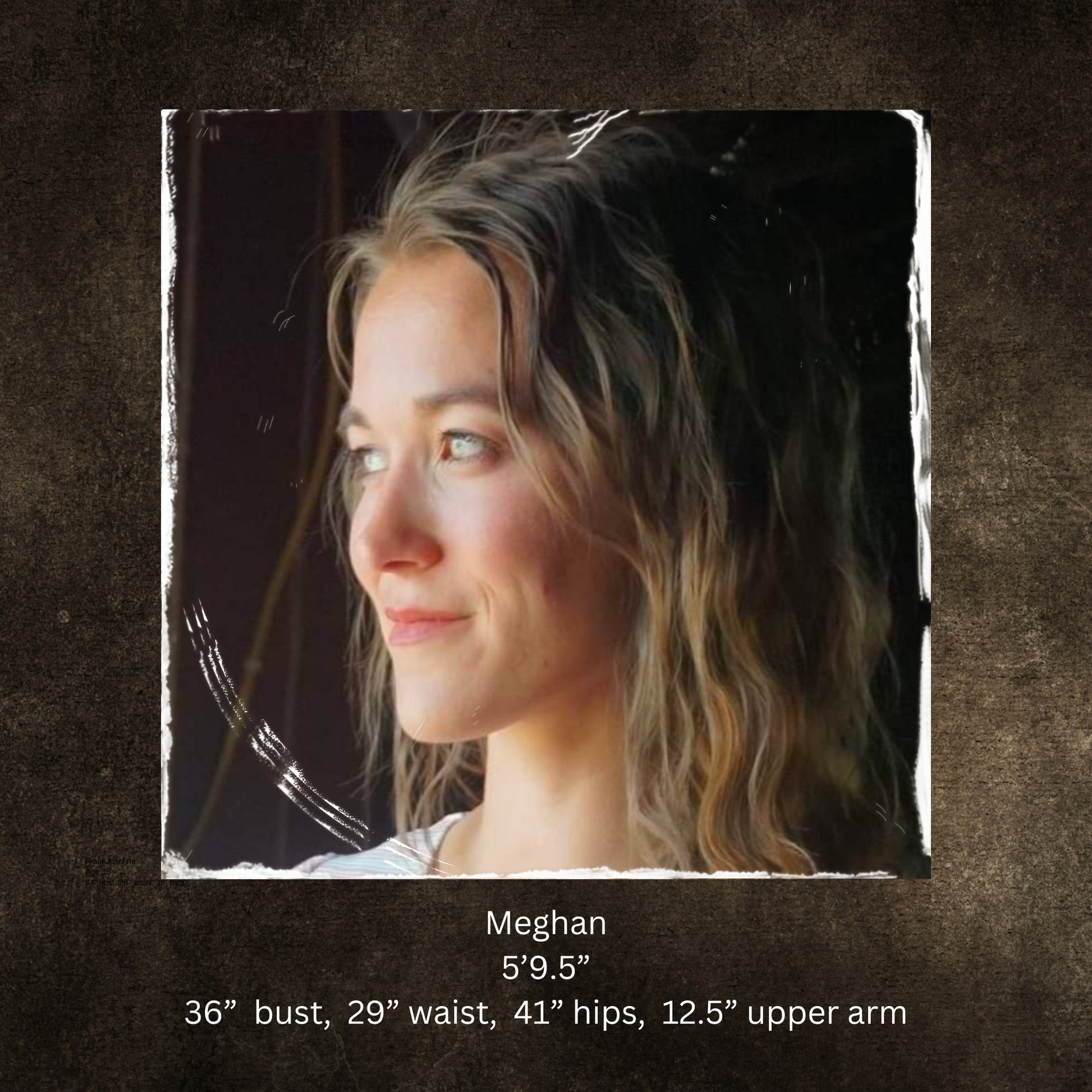 Woman with measurement text