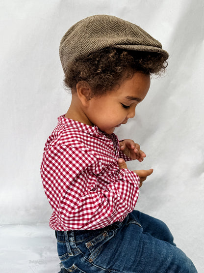 Cranberry Gingham ~ Boy’s Lionheart Henley