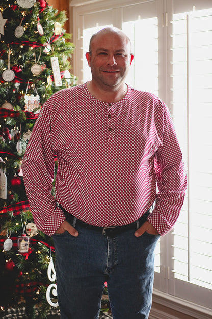 Cranberry Gingham ~ Men’s Lionheart Henley