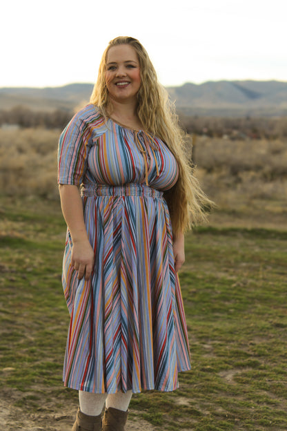 Painterly Pinstripes ~ Folklore Dress