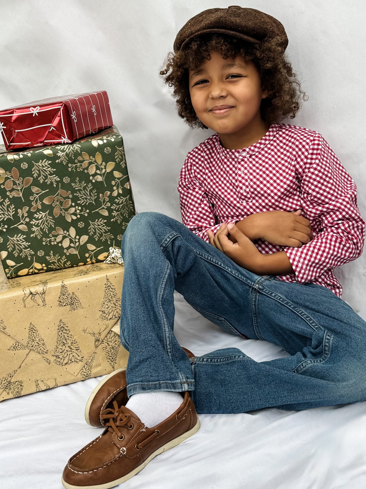 Cranberry Gingham ~ Boy’s Lionheart Henley