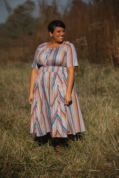 Painterly Pinstripes ~ Folklore Dress