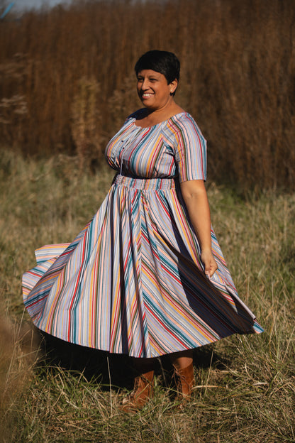 Painterly Pinstripes ~ Folklore Dress