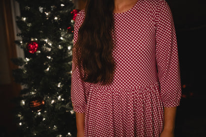 Cranberry Gingham ~ Novella Dress