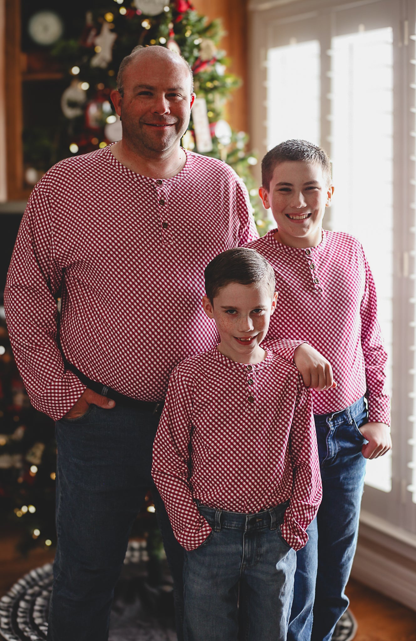 Cranberry Gingham ~ Boy’s Lionheart Henley