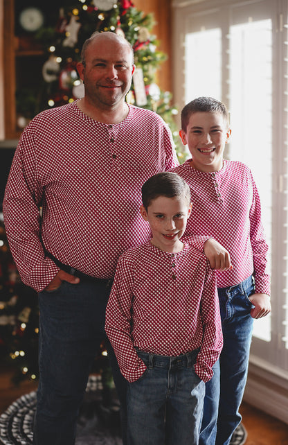 Cranberry Gingham ~ Boy’s Lionheart Henley