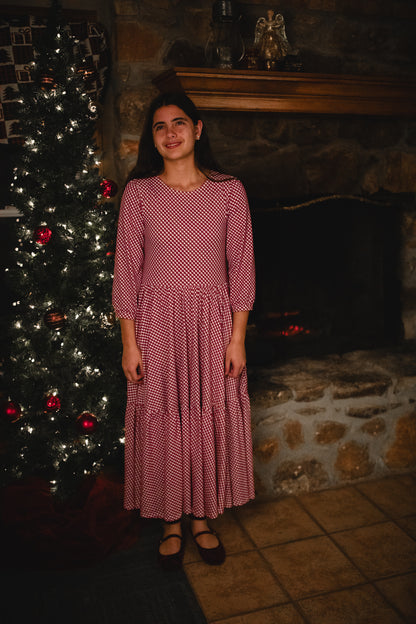 Cranberry Gingham ~ Novella Dress