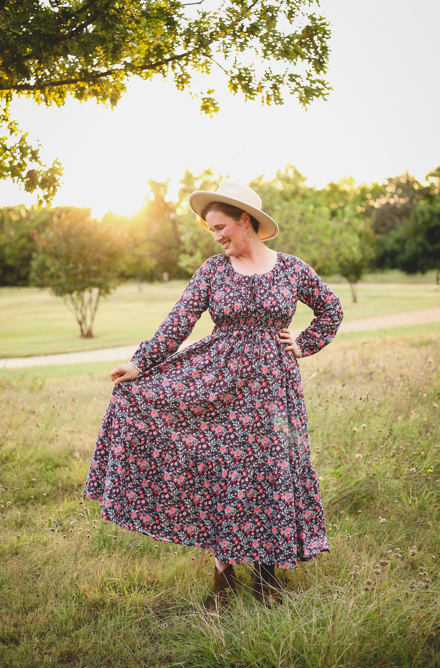 cute modest spring dresses Women's Summer Puff Sleeve Smocked Floral Dress Crewneck Lace Flowy Tiered Midi Dresses Elegant Modest Dresses 200 (Purple,L,Regular,Regular,US,Alpha,Large) at Amazon Women's Clothing store