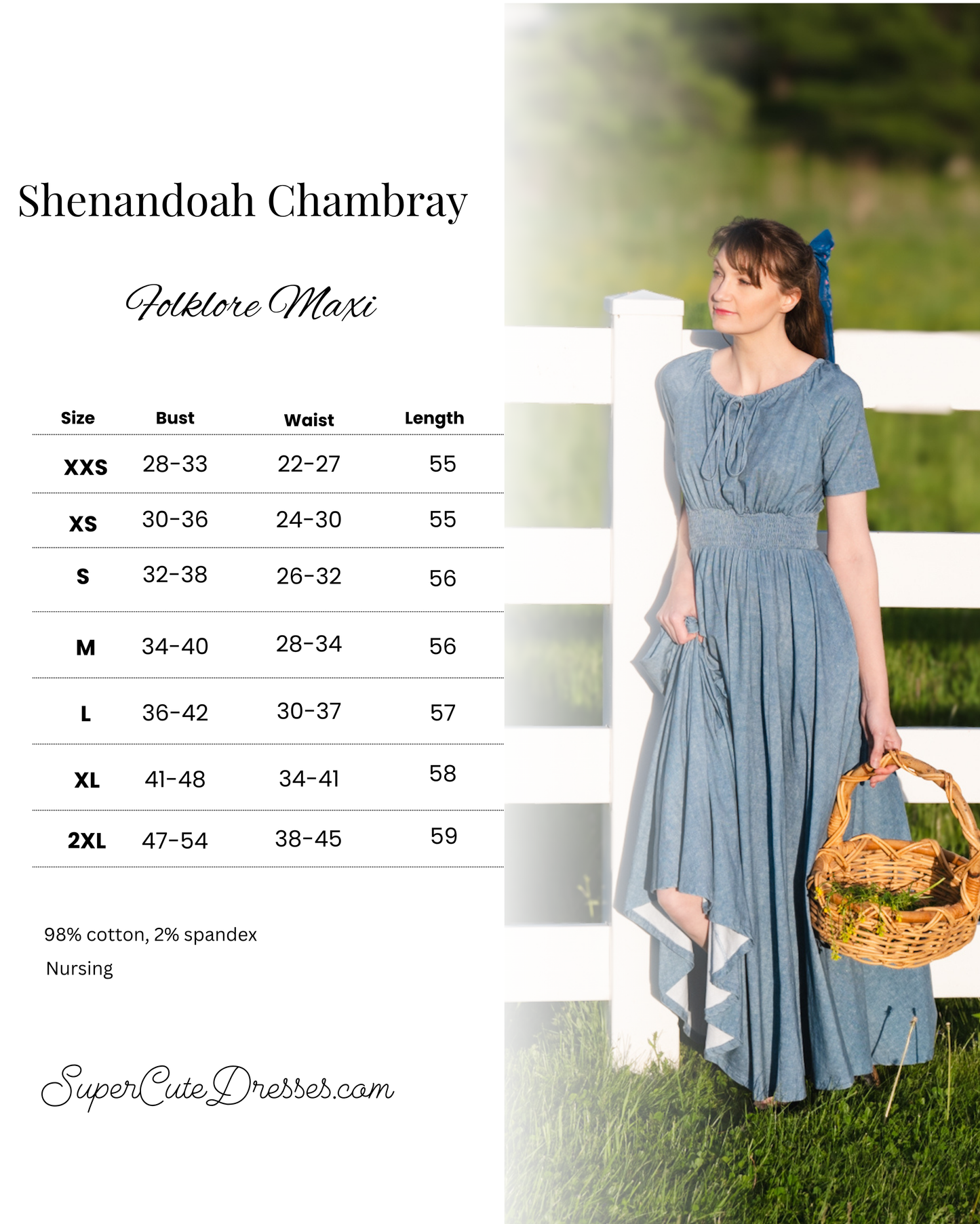 Shenandoah Chambray ~ Folklore Maxi
