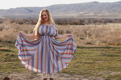 Painterly Pinstripes ~ Folklore Dress