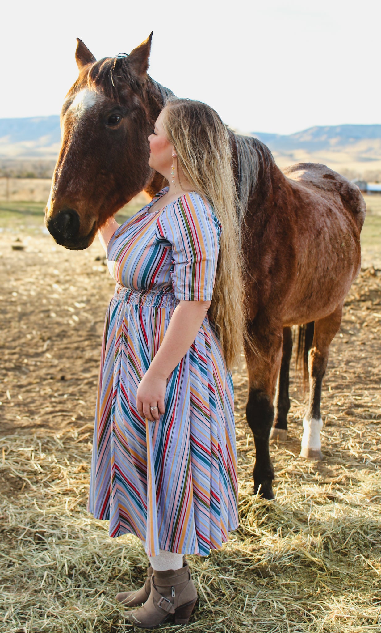 Painterly Pinstripes ~ Folklore Dress