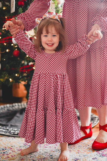 Cranberry Gingham ~ Novella Dress
