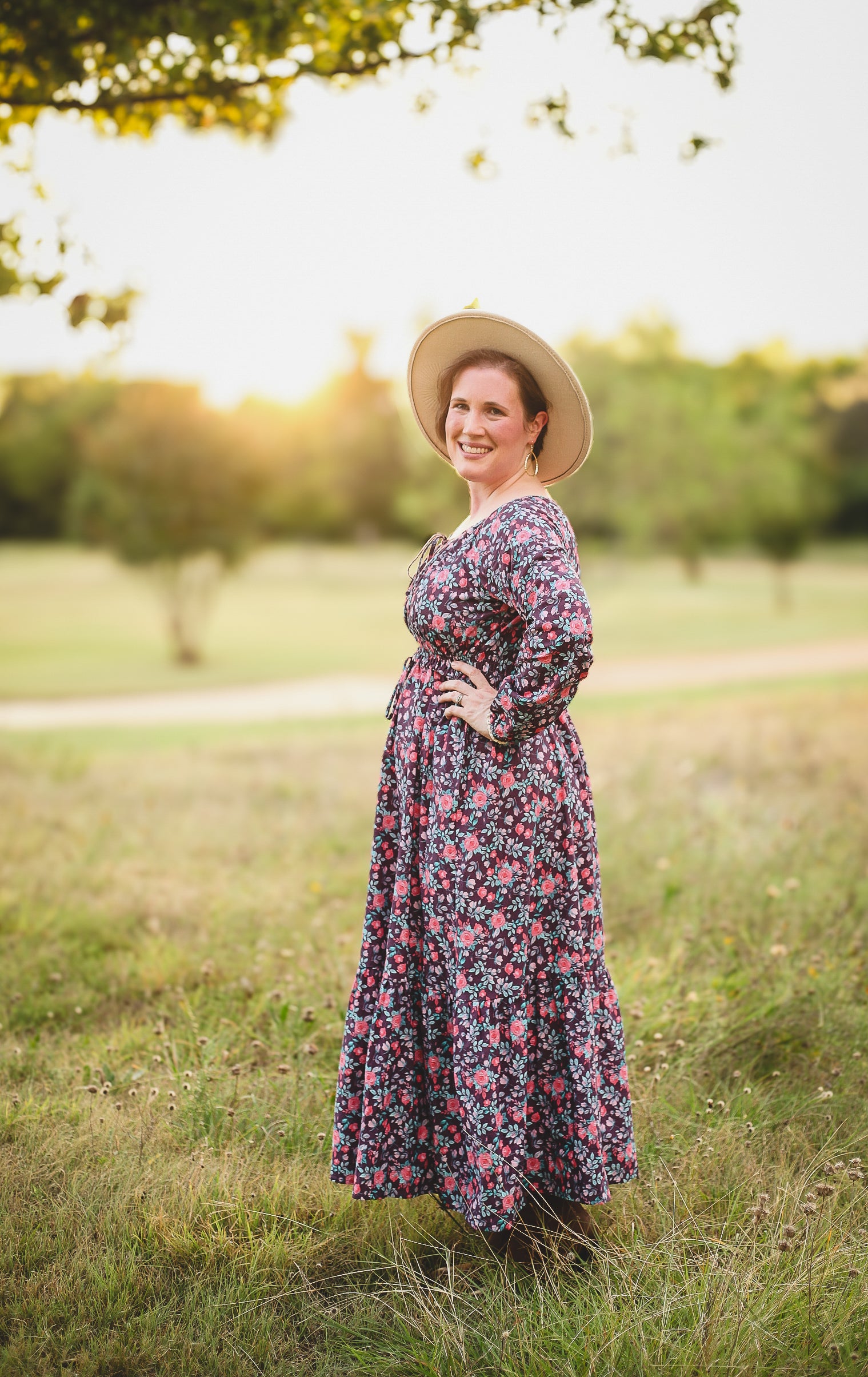 bohemian nursing dress Tie Back Bow Nursing Dress - Floral Sunset