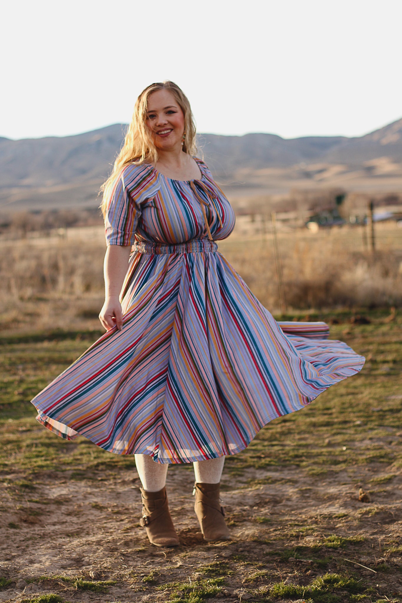 Painterly Pinstripes ~ Folklore Dress