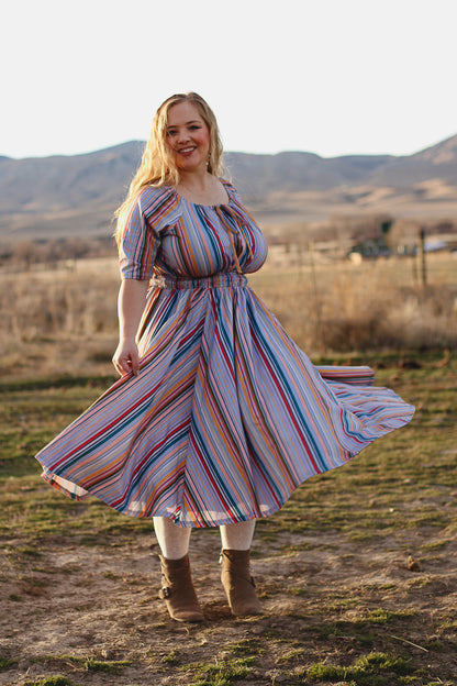 Painterly Pinstripes ~ Folklore Dress