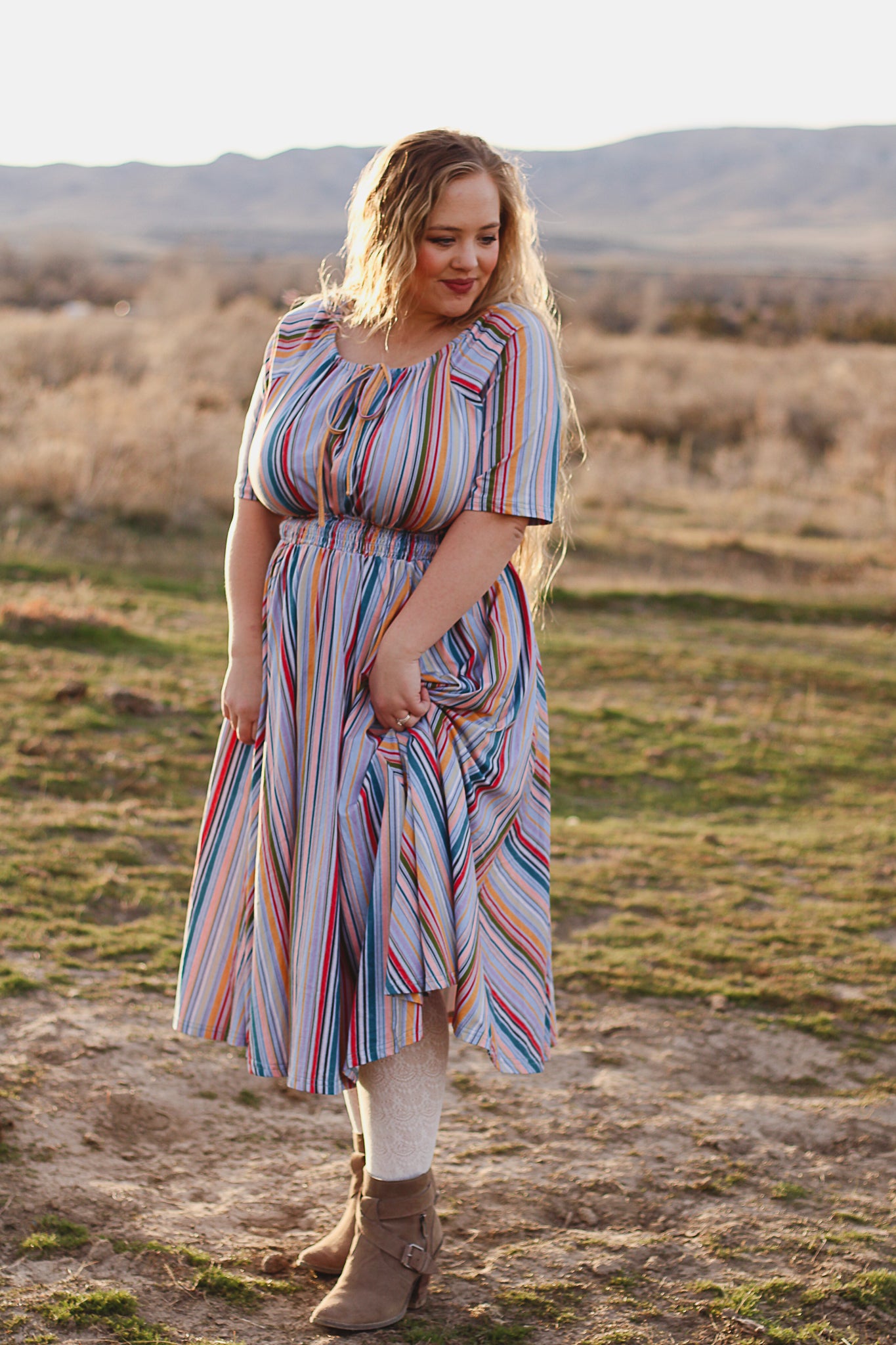 Painterly Pinstripes ~ Folklore Dress