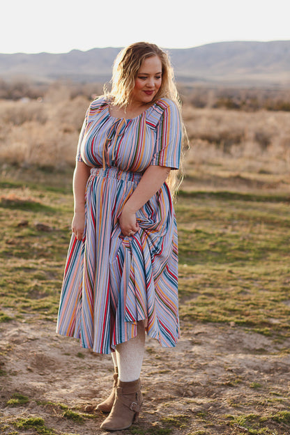 Painterly Pinstripes ~ Folklore Dress