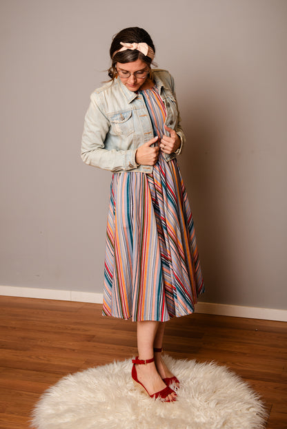 Painterly Pinstripes ~ Folklore Dress