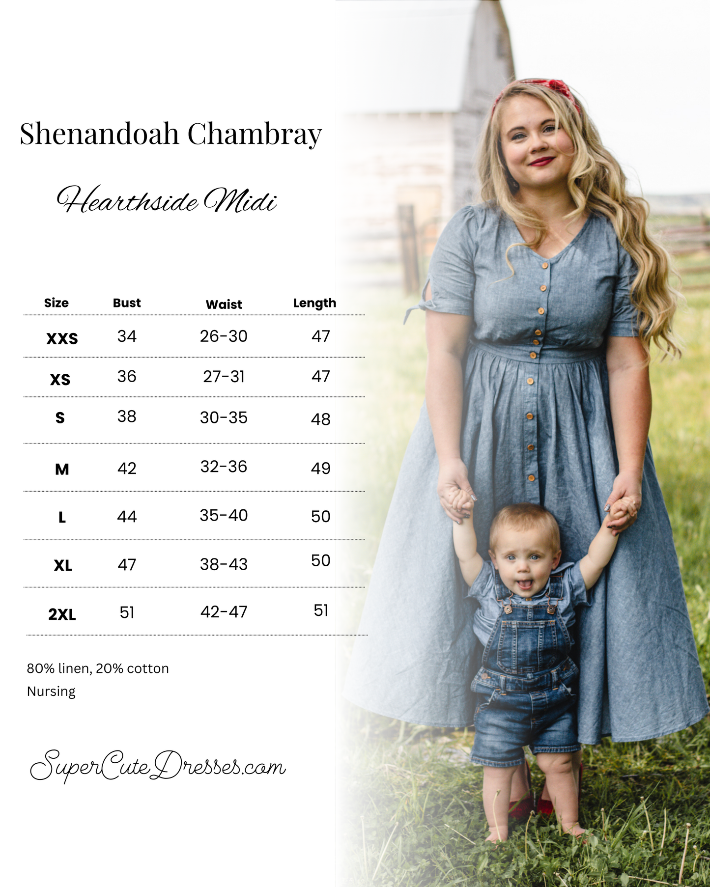 Shenandoah Chambray ~ Hearthside Midi