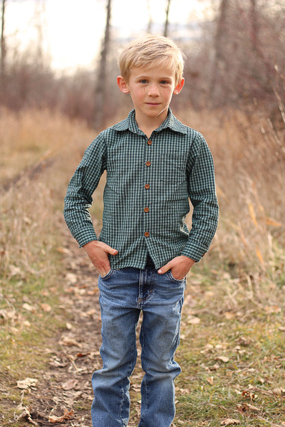 Spruce Gingham ~ Boy’s Brave Button-up