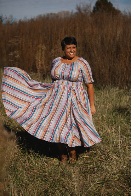 Painterly Pinstripes ~ Folklore Dress