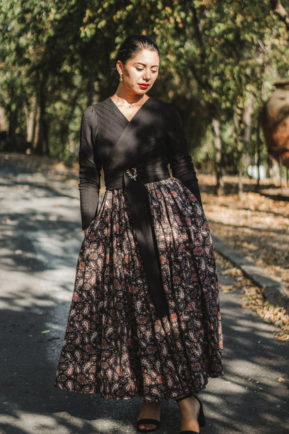 woman in a modest nursing dress outdoors