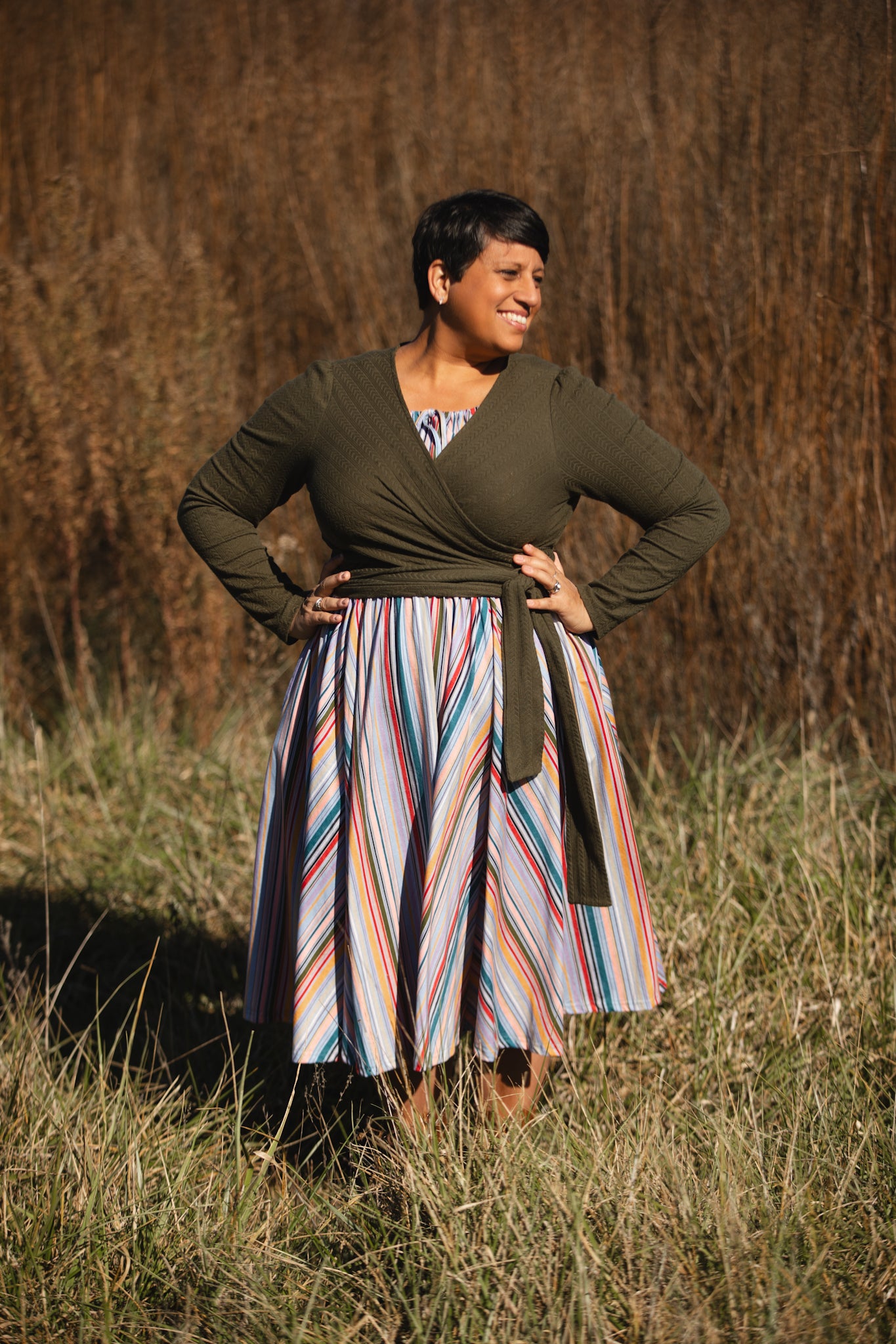Painterly Pinstripes ~ Folklore Dress