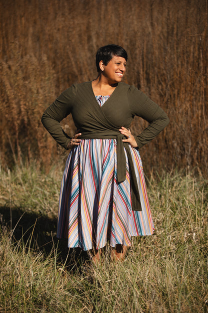 Painterly Pinstripes ~ Folklore Dress