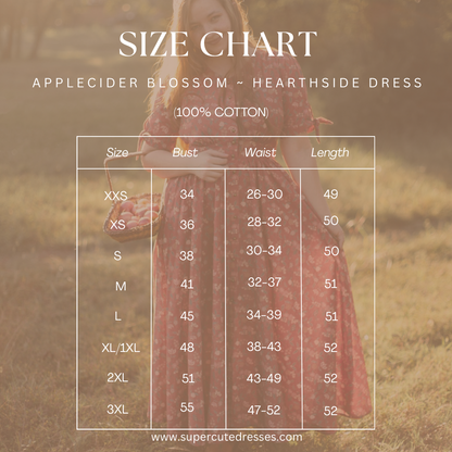 Applecider Blossom dress size chart