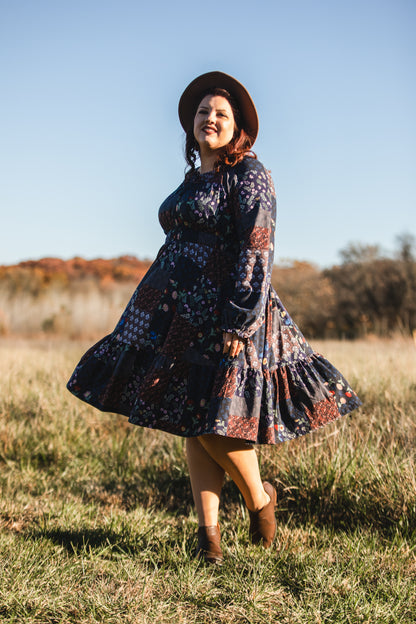 woman wearing a modest nursing floral dress
