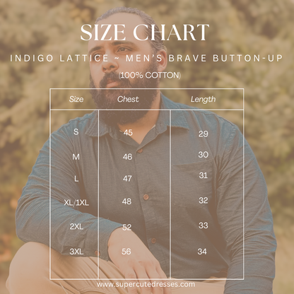 Indigo Lattice ~ Men’s Brave Button-up