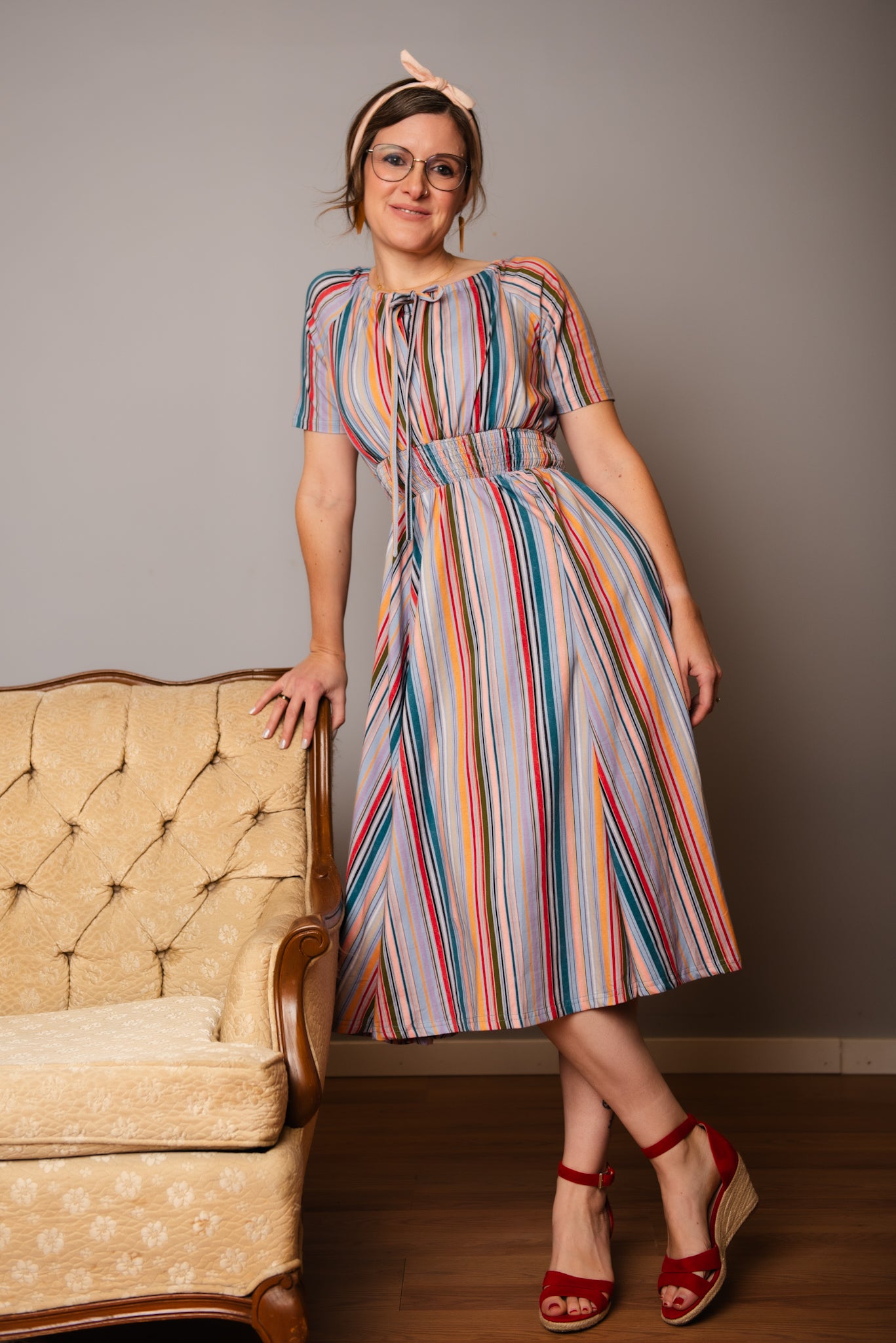 Painterly Pinstripes ~ Folklore Dress