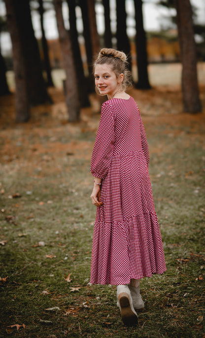 Cranberry Gingham ~ Novella Dress